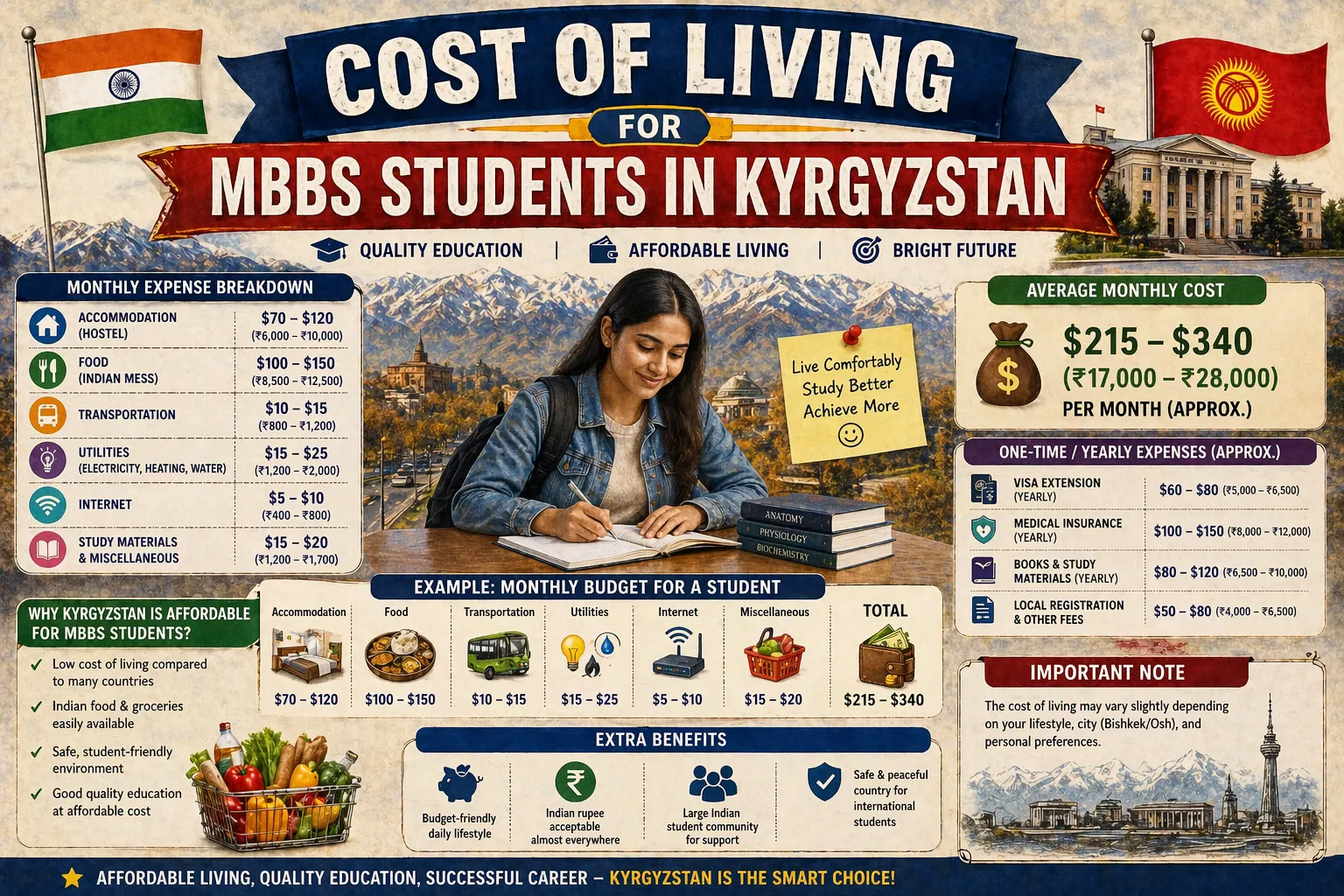 MBBS Students Living Expenses in Kyrgyzstan